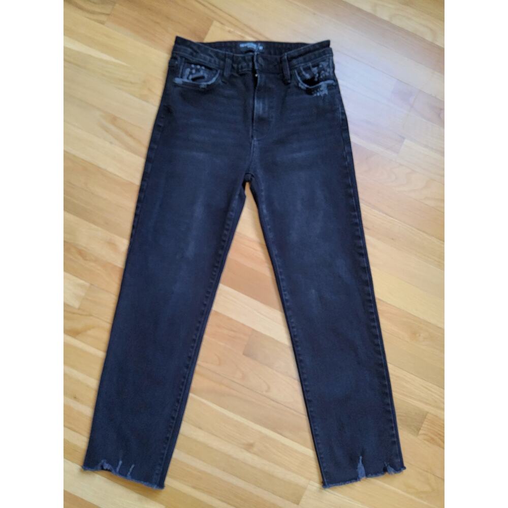Just Black Denim Black Straight Jeans Distressed Hem 27